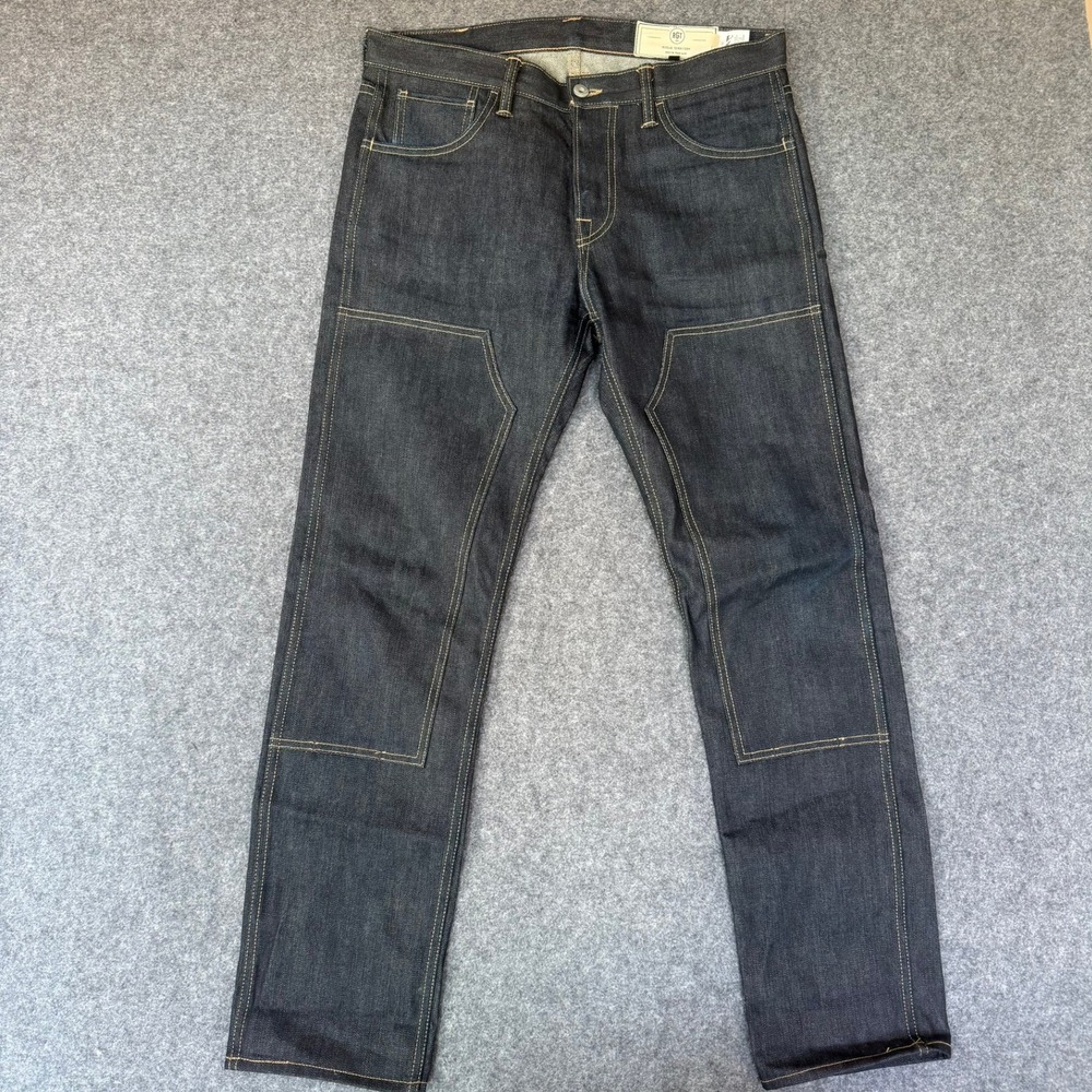 Rogue Territory Stanton Double Knee Raw Indigo Denim Jeans Mens 33 Made in USA